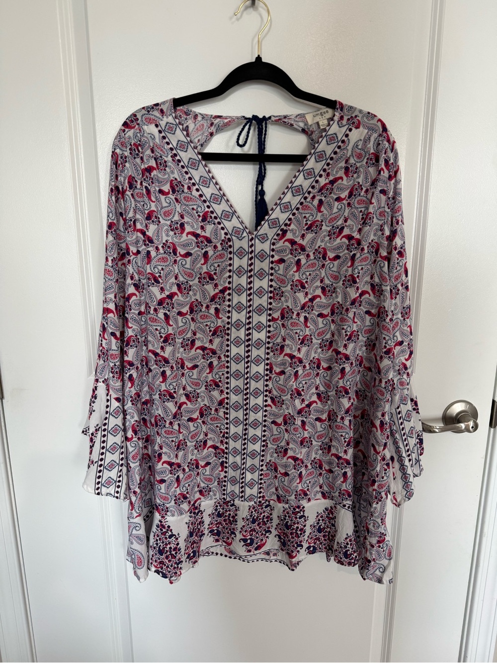 Umgee Paisley V-Neck Boho Tunic-Lg